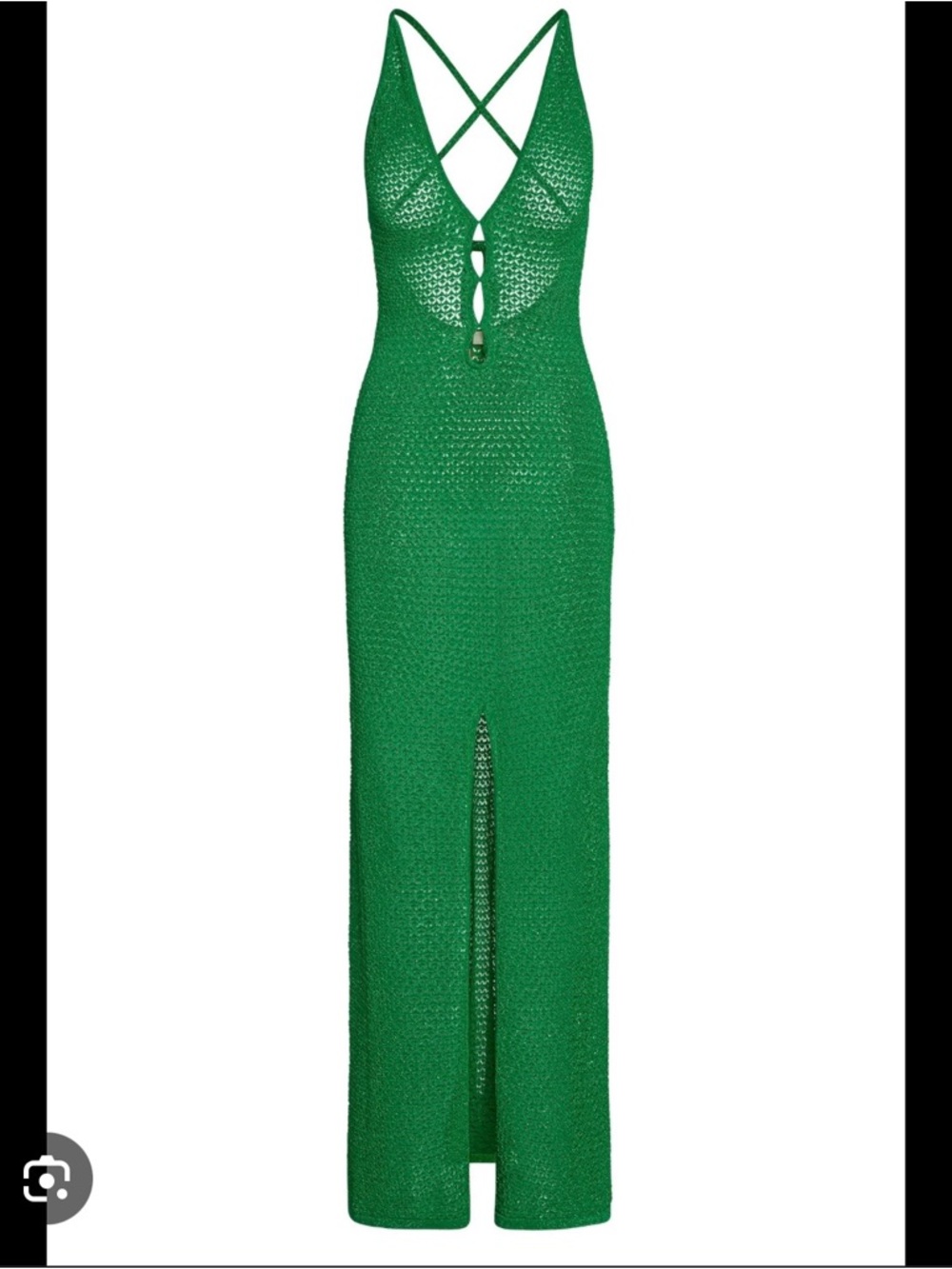 Monday Swimwear Green Crochet Maxi Dress with Crisscross Straps